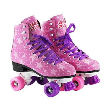 Imagem de Patins Retrô Clássico 4 rodas Quad Roller Azul, Rosa e Preto Tam.33/34 - BBR Toys (Rosa)