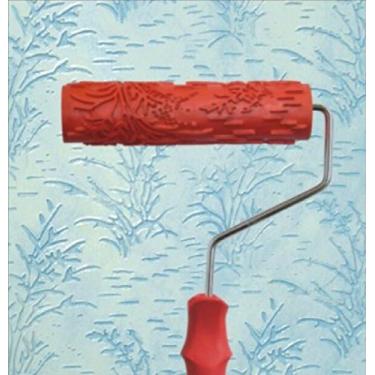 Imagem de BUUEERR Rolo de pintura com padrão DIY de 7 polegadas Rolo de borracha decorativo com alça de plástico (modelo EG078)