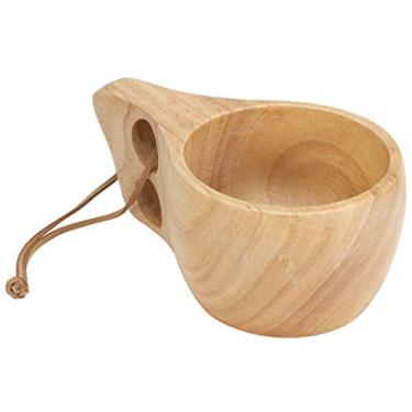 Imagem de Copos de madeira portáteis para bebidas, caneca de madeira com alça para xícaras de chá para cozinha doméstica