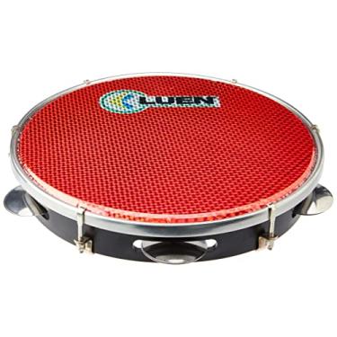 Imagem de Pandeiro 10" Abs Preto 6 Afin Plat Inx Ferr Crom Holografica Vermelho- Luen