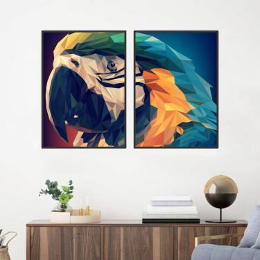 Imagem de Quadro Canvas Decorativo para Sala 2 Telas Arara Geométrica 1,20x90