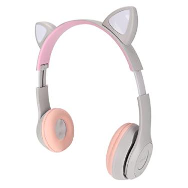 Imagem de Fone de ouvido Bluetooth dobrável para crianças Fones de ouvido leves sem fio com orelha de gato Estéreo de alta fidelidade para uso prolongado Jogos com baixa latência para viagens Home Office
