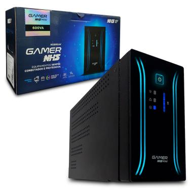 Imagem de Nobreak Gamer NHS Mini Senoidal, 600VA, Ent. Bivolt, Saída 120V, 6 Tomadas, RJ-45/USB - 91.G0.006000