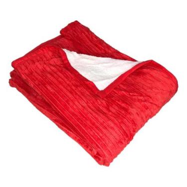 Imagem de Cobertor Casal Com Sherpa Manta Canelada Vermelha - Bh Enxovais