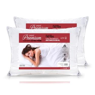 Imagem de Kit 2 Travesseiros Premium Suporte Extra Firme 70cm x 50cm 140 Fios 100% Algodão Lavive