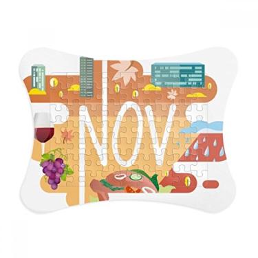 Imagem de Moldura de quebra-cabeça com ilustração do mês de novembro, decoração de imagem