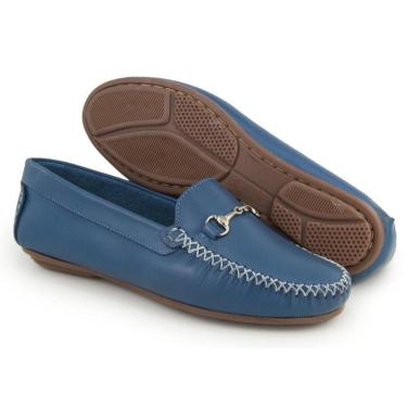 Imagem de Mocassim Feminino Couro Casual Confortável Solado Reto