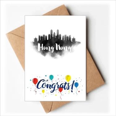 Imagem de DIYthinker HongKong China Landmark Ink City Painting Cartões de casamento parabéns envelopes de saudação