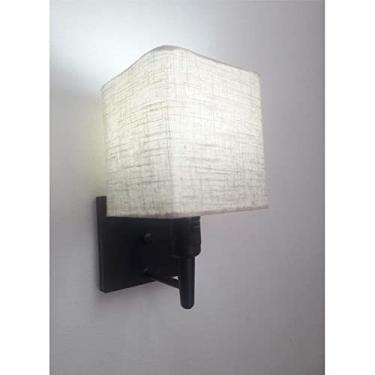 Imagem de Arandela Quadrada com Inter Liga Cúpula Tecido, Vivare Iluminação, Arandela Parede2019 PRRST, Preto, Pequeno