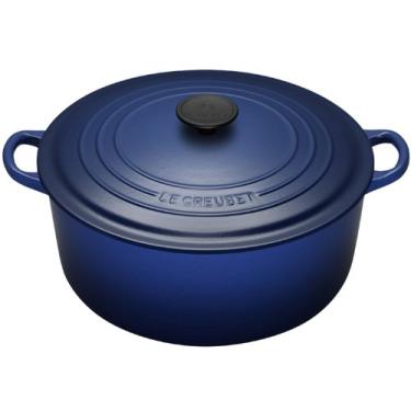 Imagem de Le Creuset Caçarola redonda clássica de ferro fundido, 28 cm – azul classificado