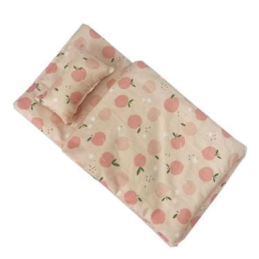 Imagem de harayaa Conjunto de cama de boneca, inclui colchão, travesseiro, impresso, brinquedo de fantasia, presentes de dia dos namorados para bonecas, berços, camas, Rosa