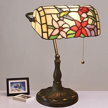 Imagem de Luminária pendente estilo tiffany, luminária de mesa para banqueiros, luminária de parede, vitral, pássaro, flores, abajur de cristal, cabeceira para quarto, lâmpada de banqueiros de 11 polegadas