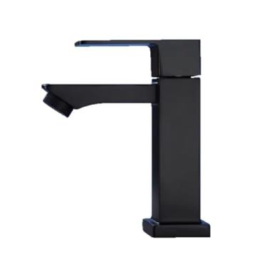 Imagem de Torneira Banheiro Luxo Quadrada 1/4 Volta Inox Aço Preta Bancada Pia Banheiro Alto Padrão - B2T