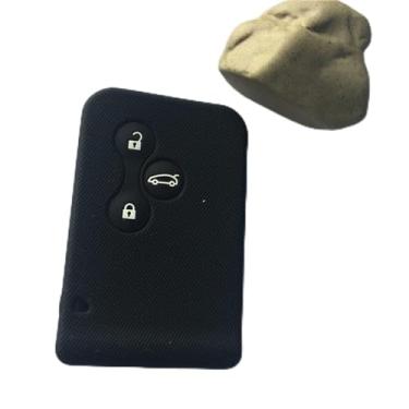 Imagem de CSHU Silicone 3 Botões Smart Car key Holder Car Key Case Capa Chaveiro Ring Key Bag, apto para Renault Clio Megane Grand Scenic, Preto