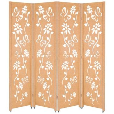 Imagem de 4 Biombo Com Rodinha Painel Repartido Divisoria de Ambiente Decoração Rodizio (Floral)
