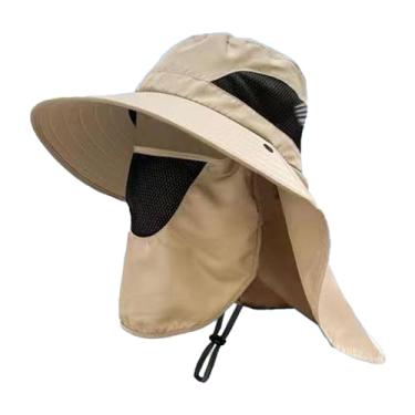 Imagem de Daconovo Chapéu de sol para homens e mulheres, chapéu de pescador de aba larga com cobertura facial e aba de pescoço, boné de sol ao ar livre para caminhadas e escaladas
