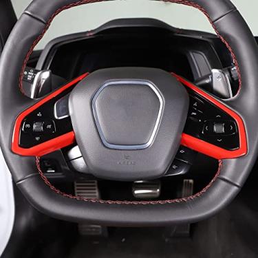 Imagem de Capa para painel de controle de botão de volante de fibra de carbono ABS C8 para Chevrolet Corvette C8 Z06 2020-2022 (vermelho esportivo)