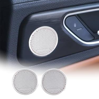 Imagem de Alumínio liga interior grade de porta de carro malha caixa de alto-falante guarnição para Alfa Romeo Giulia 2017 2018 2019 2020 acessórios (tampa de buzina traseira)