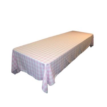 Imagem de LA Linen TCcheck60 x 120-PinkK37 Toalha de mesa retangular xadrez de poliéster branco e rosa - 152 x 304 cm.