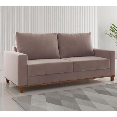 Imagem de Estofado Living 3 Lugares Gael Veludo Rosa - Casa Giulia
