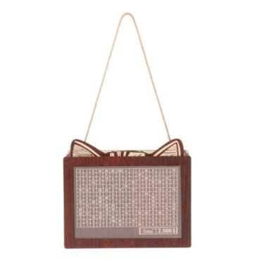 Imagem de Caixa de Dinheiro de Madeira Cofrinho Presente de Aniversário com Caneta de Marcação, com Marcação de Números, Banco de Dinheiro Reutilizável para Adu, 2.000 dólares