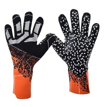 Imagem de Generic Adultos luvas de goleiro luvas de futebol engrossadas com aperto respirável antiderrapante alto desempenho esporte luvas de goleiro, laranja e preto