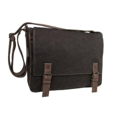 Imagem de Bolsa Pasta Transversal Carteiro Notebook Laptop em Lona Masculino Feminino (Marrom)