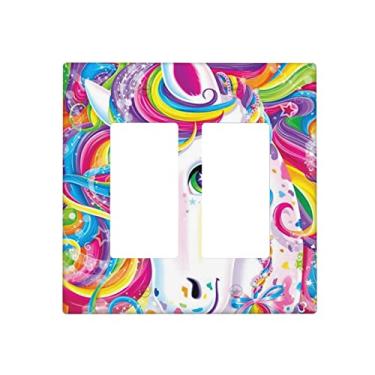 Imagem de Capa de interruptor de luz colorida de unicórnio arco-íris para 2 interruptores de interruptor elétrico para banheiro, cozinha, decoração de casa