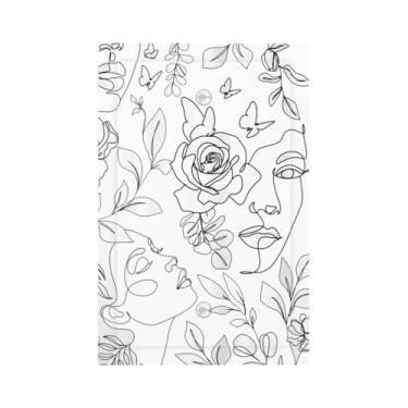 Imagem de Art Line Capa de interruptor de luz de interruptor de 1 gangue preto branco decorativo placas de parede sem placas de interruptor elétrico em branco placa frontal para decoração de casa de arte