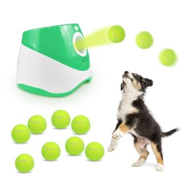 Imagem de jovani Lançador automático de bolas para cães, brinquedos interativos de busca para cães, lançador de bola para cães interno/externo com 9 bolas grátis, funciona de 4 a 5 horas com carga total,