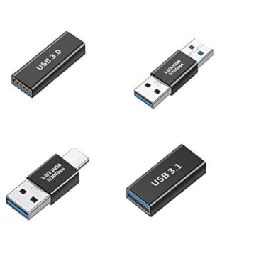 Imagem de HAOQUOOU (Kit adaptador USB 3.0 de 4 peças, suporta carregamento e transferência de dados, conector conector de conversão estendida de alta velocidade