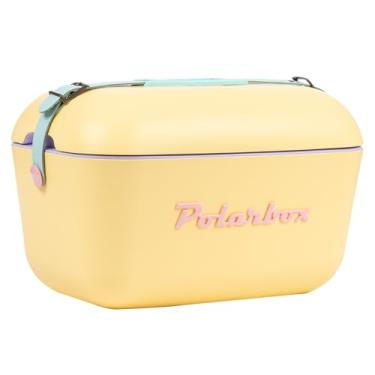 Imagem de Polarbox Lancheira retrô de praia, vintage, piquenique, portátil, viagem, acampamento, caminhada, estilo anos 90, caixa de gelo, extra grande, leve para latas, cervejas e bebidas seltzer, 20 L
