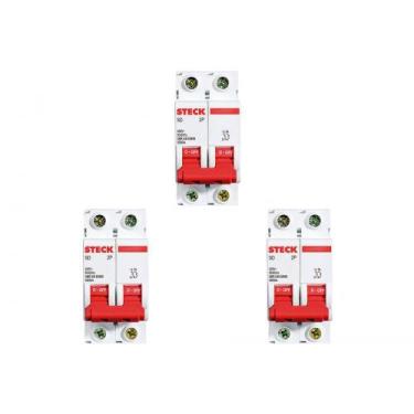 Imagem de Kit C/3 - Disjuntor Steck Din Bipolar 20A Sd62 3Ka