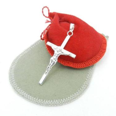 Imagem de Pingente Cruz Cristo 45mm Folheado Prata Pi118 - WNBIJOUTERIAS
