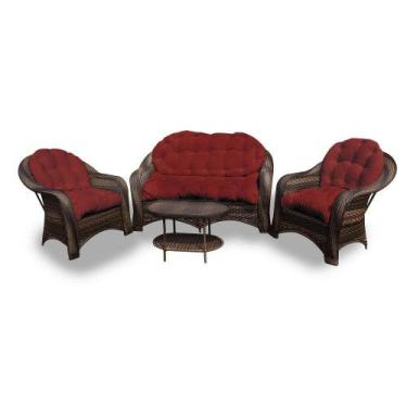 Imagem de Conjunto de Sofás Fibra Sintética Roma - 1 Sofá 2L + 2 Poltronas + 1 M