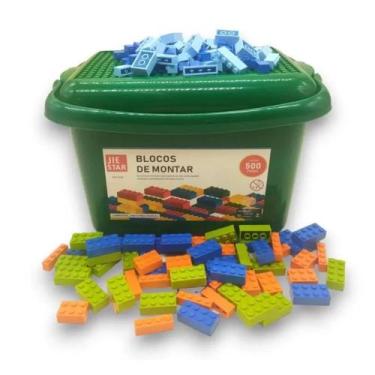 Imagem de Caixa de Blocos de Montar com 500 Pecas Mix Criativo de Blocos - Jie S
