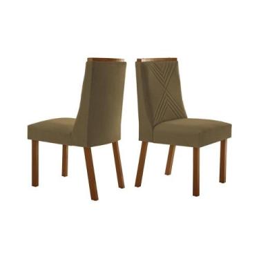 Imagem de Cadeira Sala de Jantar Montreal Kit 2 Un Imbuia/Veludo Capuccino - Ruf