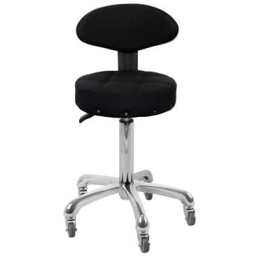 Imagem de Mocho Soft Com Encosto E Base Aço Dentista Estética - Estek, Aço inox 