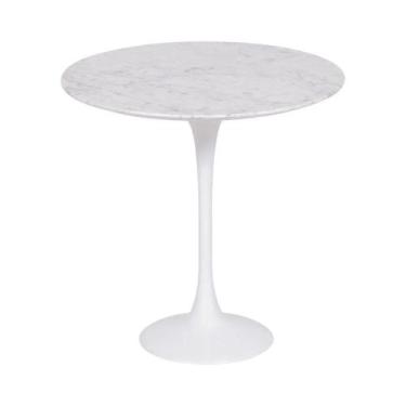Imagem de Mesa Saarinen Lateral Carrara 42cm - Base Branca - mgsaarinen