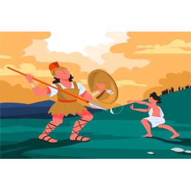 Imagem de Painel de Lona Bíblico Religioso Davi e Golias - Fabrika de Festa, 300