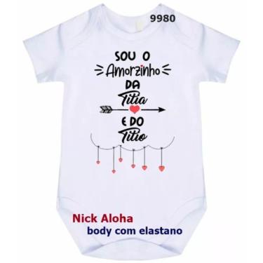 Imagem de body bebê sou o amorzinho da titia e do titio cód 9980 - nick aloha, B