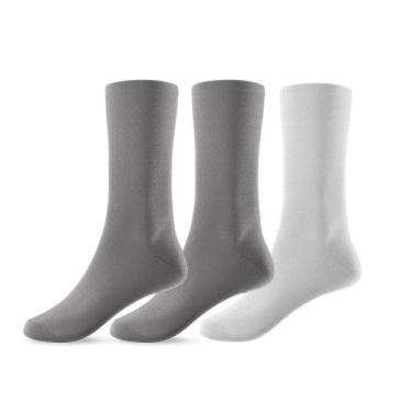 Imagem de Kit 3 Pares de Meias Cano Alto 36 ao 46 Unissex - Life, Cinza, Branco,
