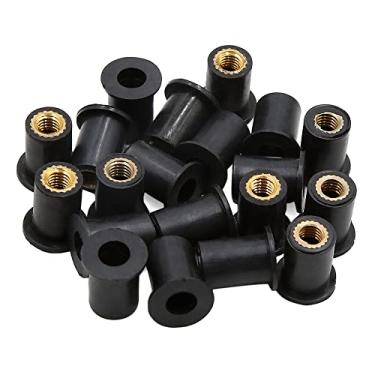 Imagem de uxcell 20 peças M5 Universal Carenagem Fixadores Para-brisas Parafusos Parafusos Porca Preta Metal Borracha para Motocicleta