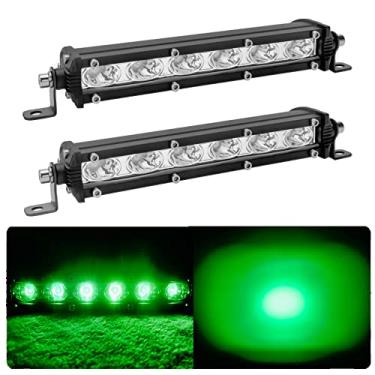 Imagem de Barra de luz LED off-road verde 18 W verde de 18 cm, luzes de neblina para dirigir, 12 V 24 V, ultrafino, à prova d'água, combo de luzes de navegação de ponto de inundação para caminhões, quadriciclos, barcos, carros, tratores, 2X verde, 36W