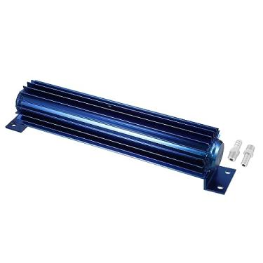 Imagem de uxcell 1 conjunto de refrigerador de óleo de transmissão de 30,5 cm de liga de alumínio com passagem dupla transmissora com 1/10.2 cm NPT universal azul