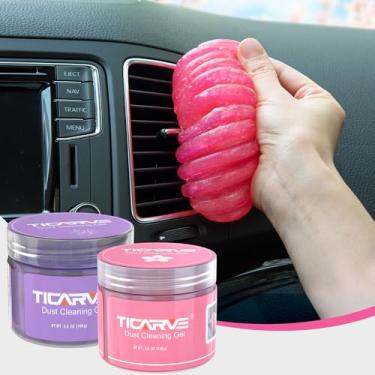 Imagem de TICARVE 2 pacotes de gel de limpeza de carro massa de vidraceiro de carro para limpeza de detalhes de carro gel de limpeza interior de carro acessórios de teclado limpador de teclado rosa roxo (320 g)