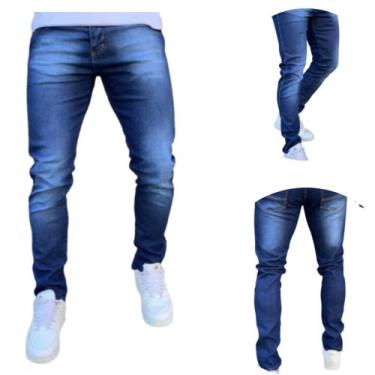 Imagem de Calça Jeans Masculina skinny barra justa Preta Azul Clara para trabalh
