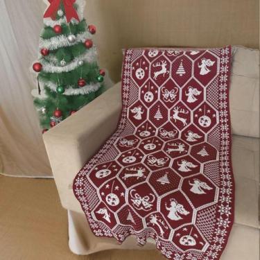 Imagem de Manta Sofá Natal Tricot Xale decorativa Natalina Trico 205x75cm  - Det