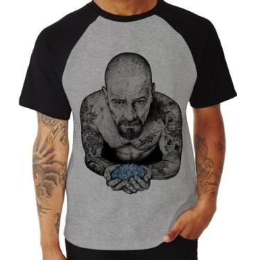 Imagem de Camiseta Raglan Walter White Tattoo Heisenberg - Foca na Moda, Cinza, 