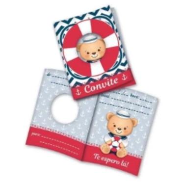 Imagem de Convite Aniversário Ursinho Marinheiro Com 8 Festcolor